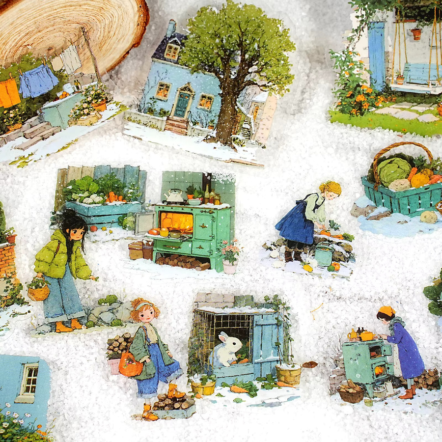 Etori Life Vintage Architektur Landschaft Aufkleber mit Farmhouse Courtyard Muster in Multicolour für Scrapbooking und Raumdekoration - Bild 4