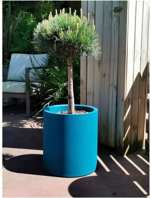Rundes Blumenkasten RIVIERA GRANIT aus Kunststoff in Blau mit Durchmesser: 50 cm - Bild 1