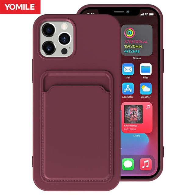 Stoßfestes TPU-Brieftaschen-Cover mit Push-Kartensteckplatz für Apple iPhone (Modelle 11 bis 16 Pro Max Plus Mini X XS XR) in Violett - Bild 1