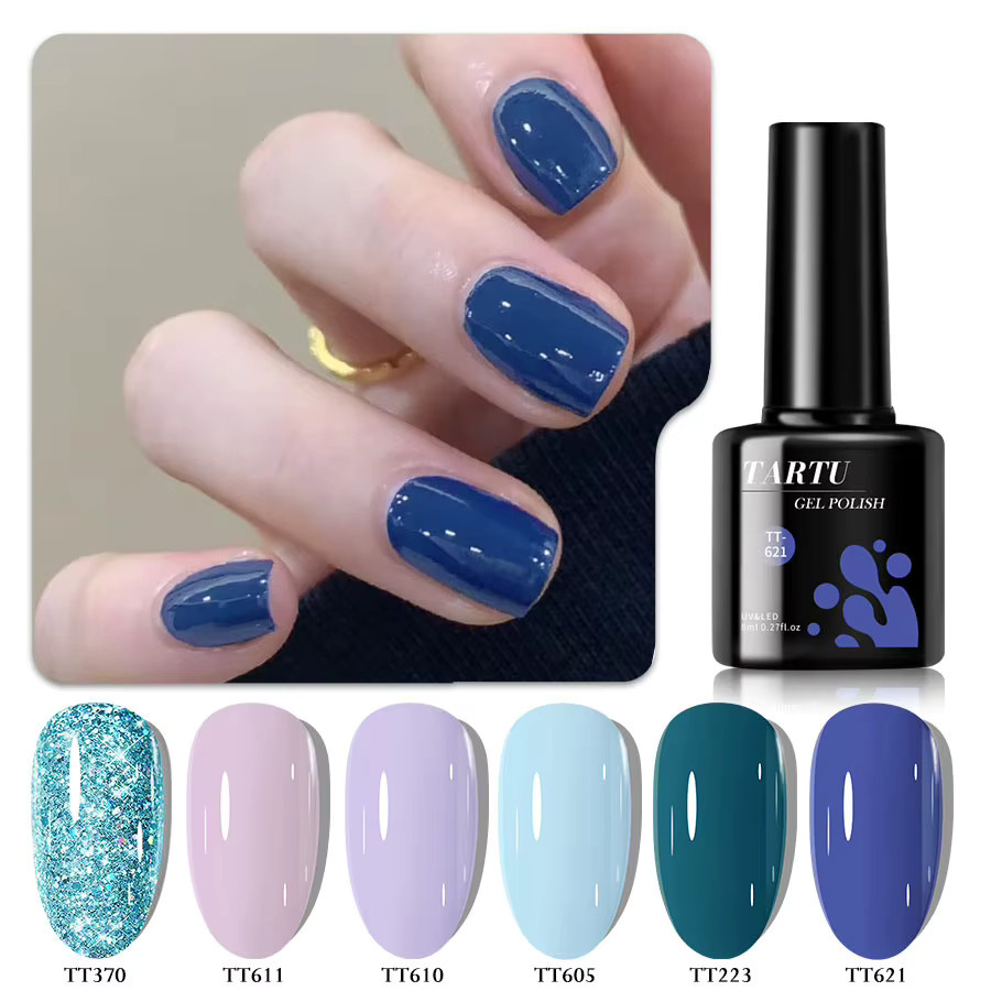 tartu Nagelgel-Set, 6 Farben, Jelly Nude Pink, Grün Blau, Glänzend - Bild 1