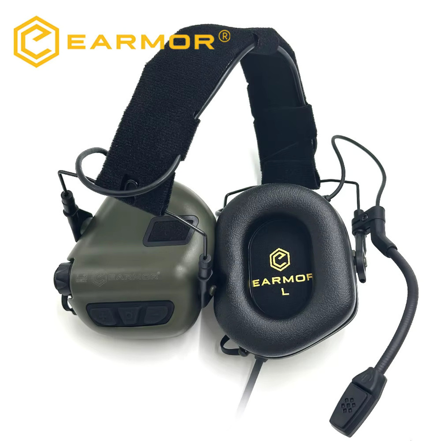 EARMOR Taktisches Headset SE M32 Active Shooting Ohrenschützer in Schwarz mit Helmschienenadapter und DIY Helmhalterung - Bild 2