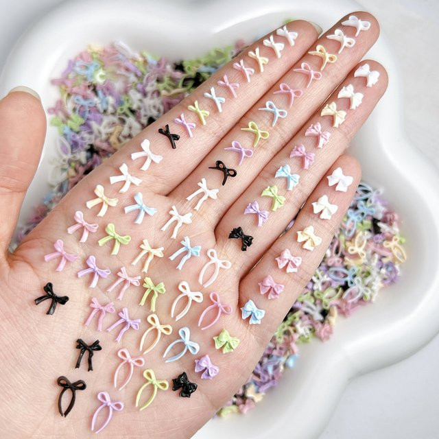 NAILFYOU Nagelanhänger Schleifen-Design, 20 Stück, gemischte Farben, glänzend - Bild 1