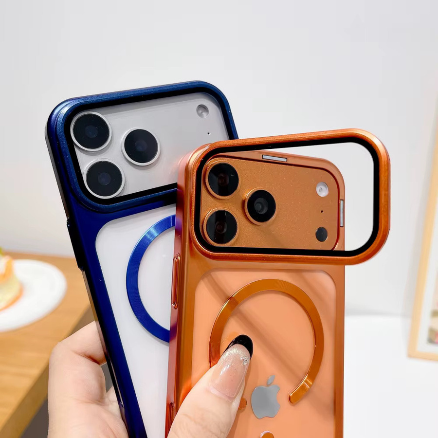 Transparente Stoßfeste Handyhülle mit Linsenschutz und Ständerhalterung für Apple iPhone 17 Pro Max und iPhone 17 Pro in Blau - Bild 3