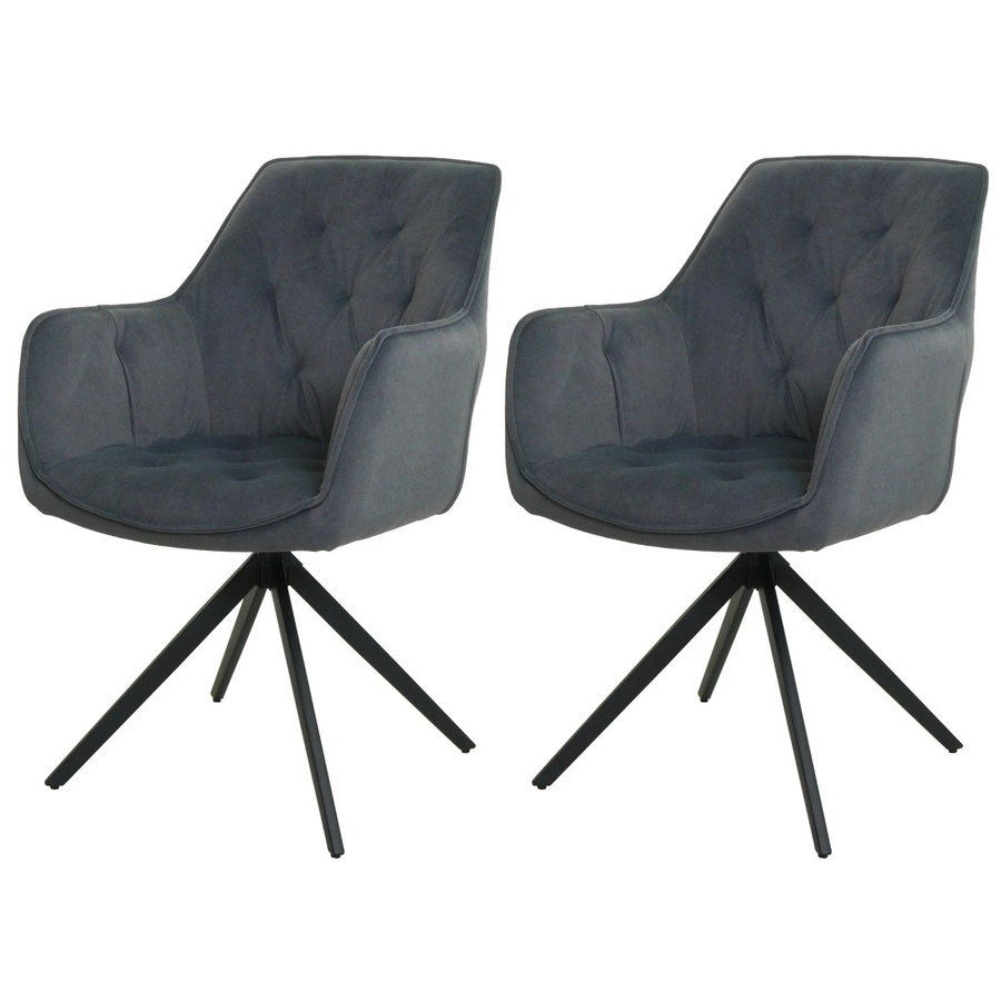 CHEFGASTRO Esszimmerstuhl 2er-Set in Anthrazit aus Stoff und Metall, B/T/H: 55 x 60 x 87 cm, Sitzhöhe: 48 cm - Bild 2