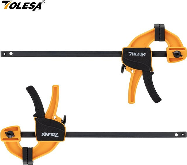 TOLESA Stangenklemmen für die Holzbearbeitung Set, 2 Stück Einhandklemmen und Spreizer, F-Klemmen mit Schnellwechselfunktion, Orange - Bild 1