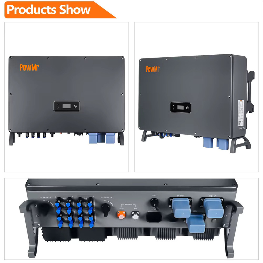 PowMr Hybrid-Solarwechselrichter 30 kW Dreiphasen On/Off-Grid Energiespeichermaschine IP65 Grau - Bild 4