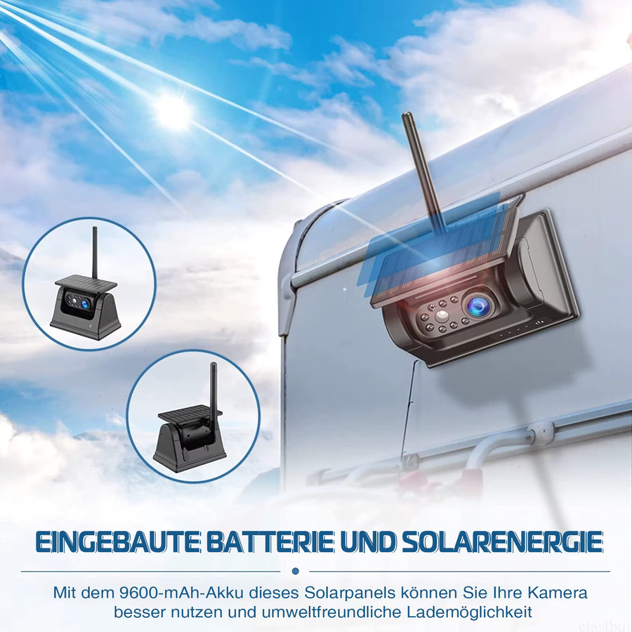ESSGOO Solar Kabellose Auto-Rückfahrkamera in Full HD mit Sprachsteuerung und Wasserdichtigkeit, Schwarz - Bild 3