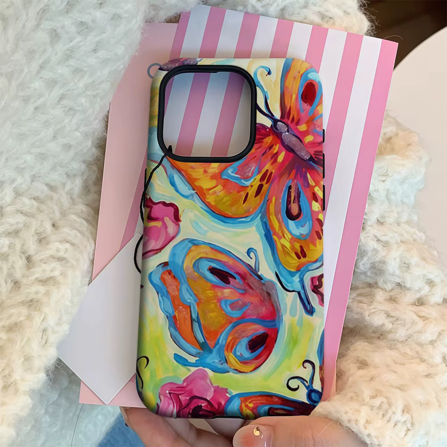 Vibrant Butterfly Burst Handyhülle für iPhone 17 16 15 14 13 12 Pro Max Plus mit doppelschichtiger Rückseite in Multicolour - Bild 3