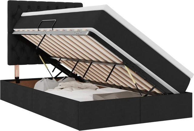 vidaXL Bett mit Stauraum und LED Beleuchtung in Schwarz, B/T: 120 x 200 cm - Bild 1