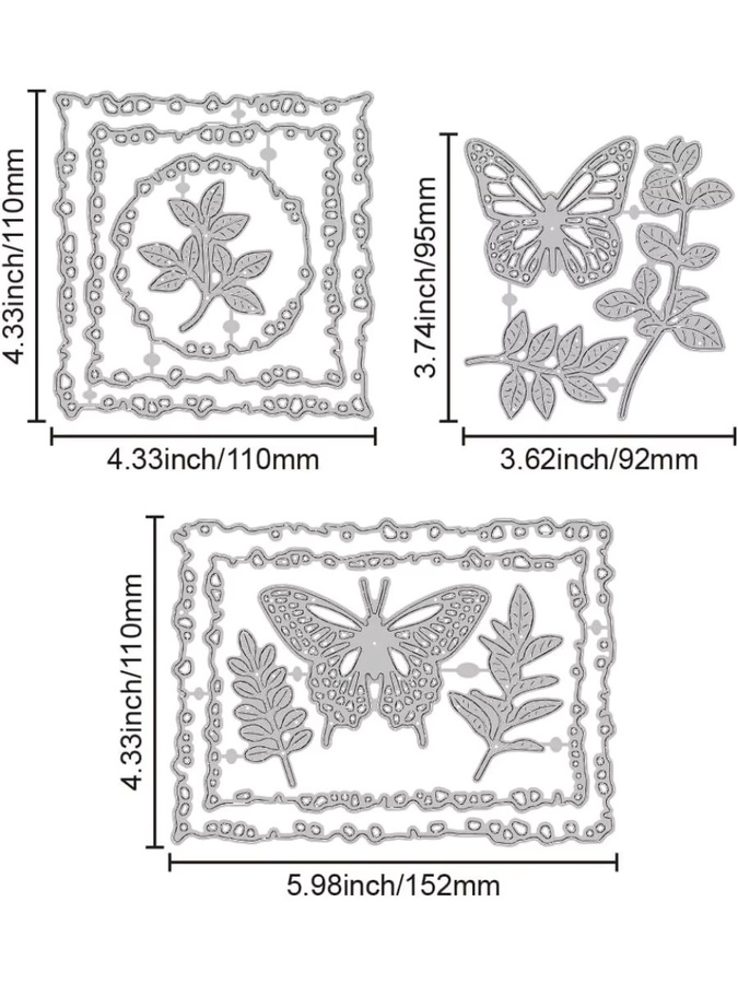 Metall Stanzform Schmetterling und Pflanzen mit Deckle Edge Rahmen für DIY Kartenherstellung und Dekoration - Bild 2