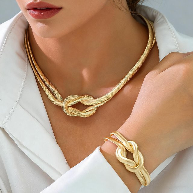 YKGDE Schmuck-Set, Halsketten-Armband-Set, goldfarben, Damen - Bild 1