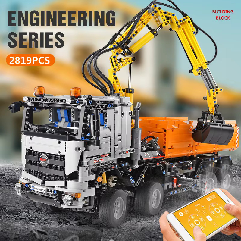 Mould King 19007 Technisches Auto, Arocs Truck Modellbausatz, APP & RC-gesteuert, motorisiert, pneumatisch - Bild 5