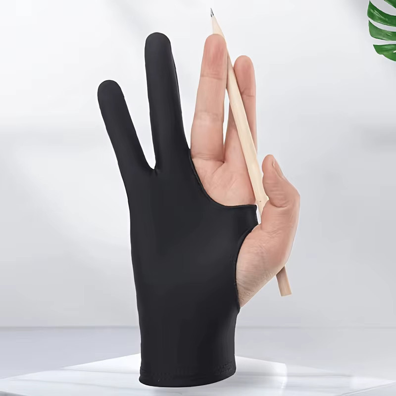 Künstler-Zwei-Finger-Zeichnungshülle in Schwarz als Antifouling-Handschutz zum Skizzieren, Malen und für Tablets - Bild 6
