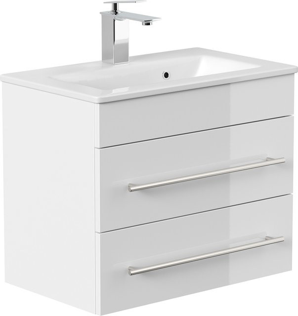 Posseik Badmöbel Portus 600 SlimLine Weiß Hochglanz B/T/H: 60,6 x 36,0 x 49,6 cm - Bild 1