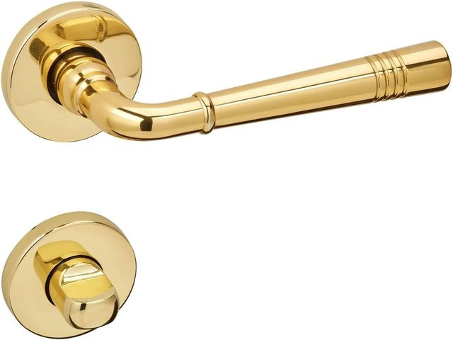 SO-TECH Türdrücker FREJA Rosettengarnitur für Bad und WC in poliertem Messing Gold mit Befestigungsmaterial - Bild 1