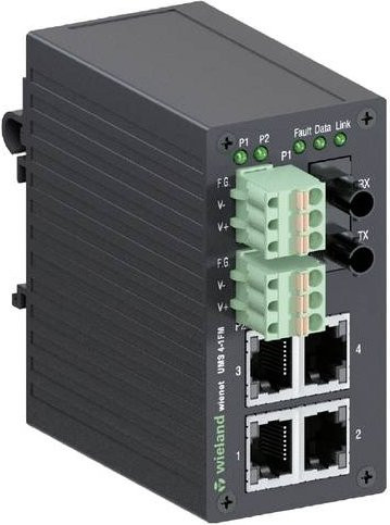 Wieland Electric 83.040.0002.0 WIENET UMS 4-1FM Netzwerk Switch Schwarz mit Ethernet/LAN und Optical Anschlüssen - Bild 1