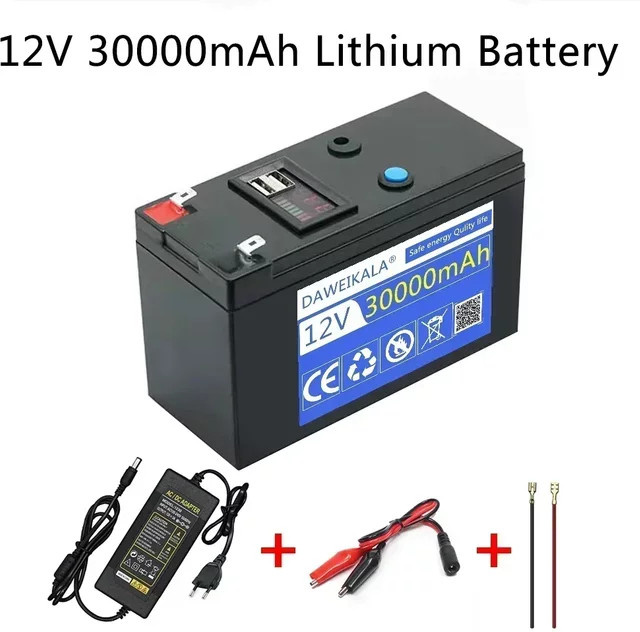 DAWEIKALA 12V Lithium-Batterie 30Ah, wiederaufladbarer 18650 Akku in Schwarz für Solarenergie, Elektrofahrzeuge und LED-Leuchten - Bild 1