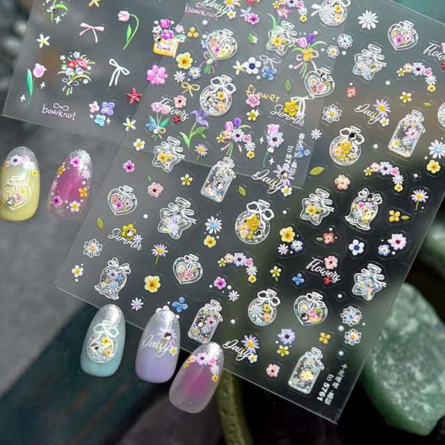 NAILFYOU Nagelaufkleber 5D Frühlingsblumen, Glänzend, Unisex - Bild 1
