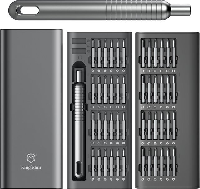 E·DURABLE 51-in-1 Präzisions-Schraubendreher-Set aus Edelstahl in Grau mit magnetischen Bits für Handy, Kamera, Uhr und PC - Bild 1