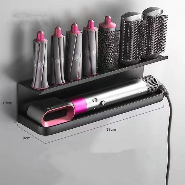 Wandhängendes Dyson Organizer Regal in Schwarz für Haar Lockenstab und Föhn zur Aufbewahrung von Haargeräten - Bild 1