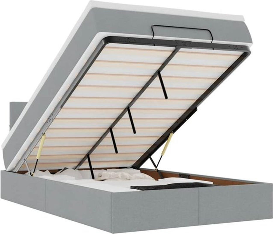vidaxl Ottoman Polsterbett mit Matratze aus Stoff in Hellgrau B/T/H: 120 x 190 x 88 cm - Bild 1