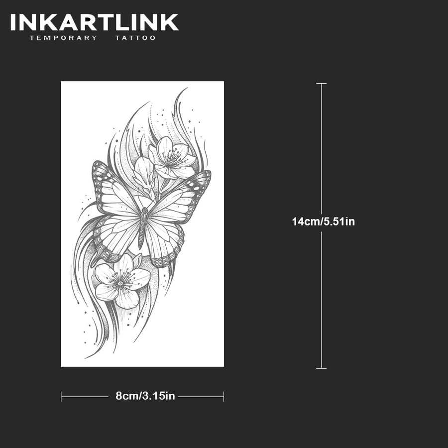 INKARTLINK Schmetterlings-Blüten-Saft-Tattoo-Patch, Unisex - Bild 4