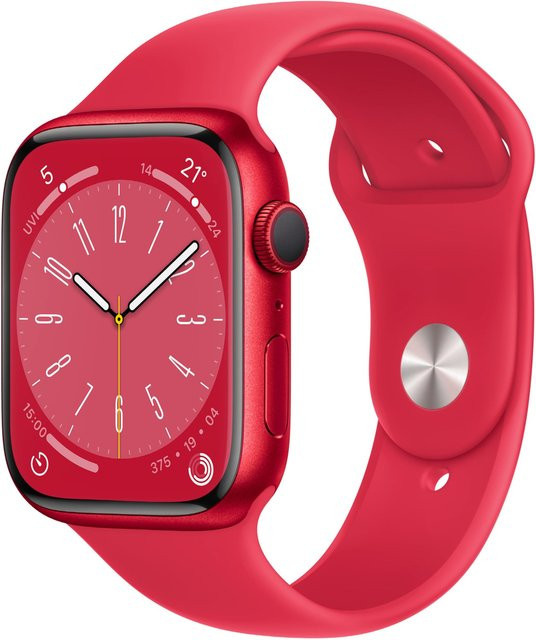 Apple Watch Series 8 GPS 45mm in Product RED mit rotem Sportarmband - Bild 1