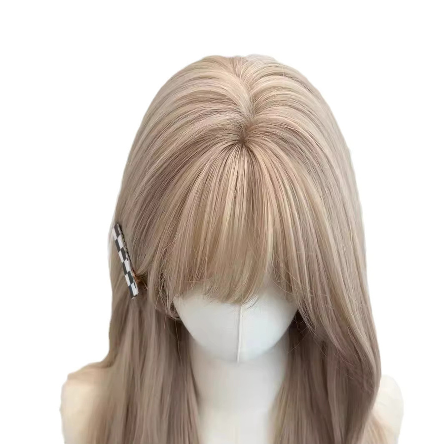 Blonde Perücke für Damen, gerade, geschichtet mit Pony, 50,8 cm - Bild 2