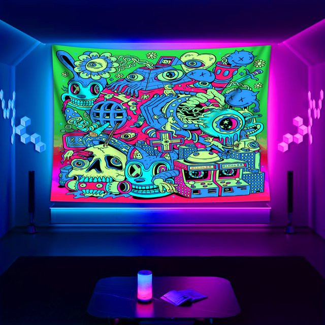 VIKAMA Fantasy Psychedelic Wandbehang Multicolor für Spielzimmer und Wohnzimmer - Bild 1