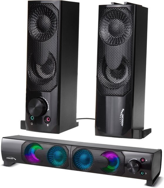 Audiocore AC955 Soundbar Computer-Lautsprecher in Schwarz mit LED, USB 5V und Lineareingang - Bild 1