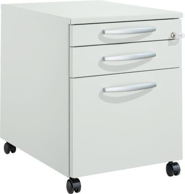 Schäfer Shop Pure Rollcontainer 126 in Lichtgrau mit Utensilienauszug, 2 Schubladen, abschließbar und runden Metallgriffen, B: 43,4 cm, T: 60,0 cm, H: 57,0 cm - Bild 1