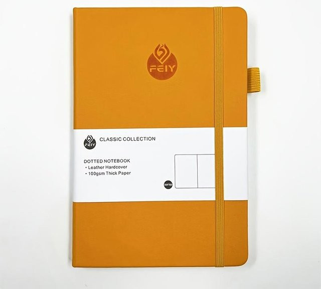SZ-Damai Notizbuch A5 mit Hardcover aus Kunstleder, gepunktet, Orange, 224 nummerierte Seiten - Bild 1