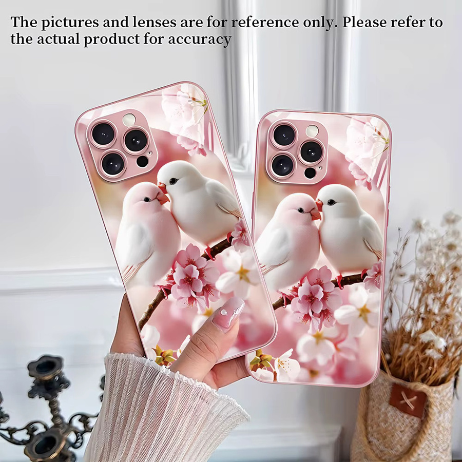 Rosa Rosen Schutzhülle aus gehärtetem Glas für Samsung Galaxy S25 Ultra S24 S23 S22 Plus A55 A56 A35 A36 A16 A06 und weitere Android Modelle Rückseite - Bild 2