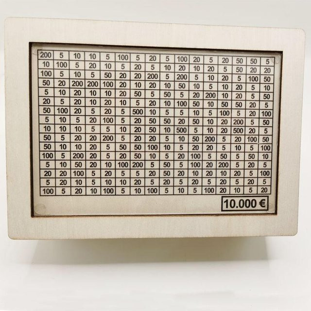 Spardose aus Holz mit Sparziel und Zahlenboxen, Weiß, B: 20,0 cm, T: 14,5 cm, H: 6,6 cm - Bild 1