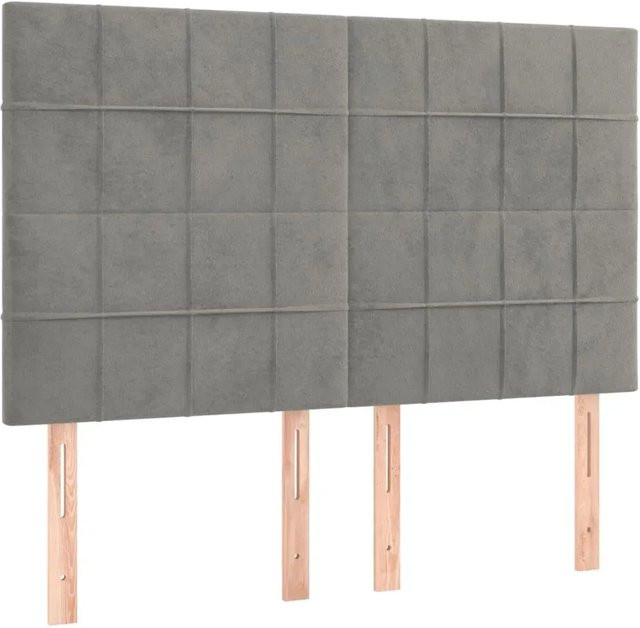 vidaXL LED Kopfteil aus Samt in Hellgrau mit USB-Ladeport und integrierter Beleuchtung, B/T/H: 144 x 5 x 118 cm - Bild 1