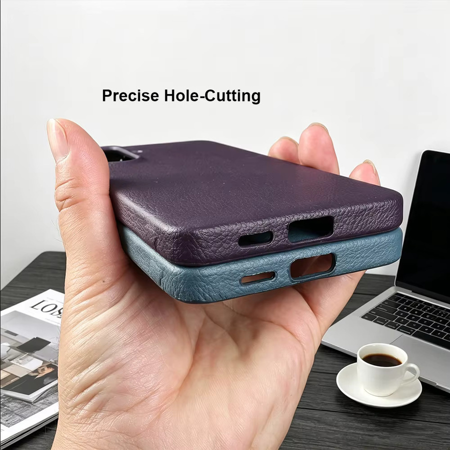 Premium Leder Handyhülle für Samsung Galaxy S26 Plus S25 Edge S24 S23 FE S22 S21 S20 Note20 Ultra in Schwarz und Lila - Bild 3