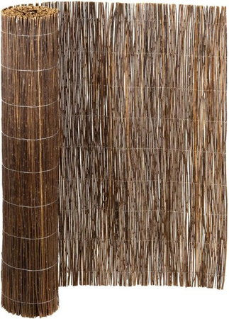 Jardinion Sichtschutz aus Weide in Braun, Weidezaunmatte aus Holz mit verzinktem Stahl, Breite: 3 m, Höhe: 1 m
