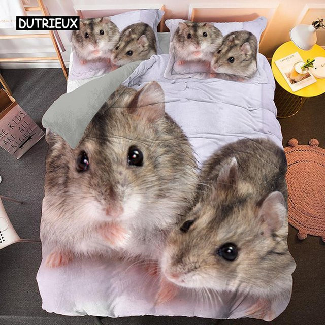 Binchi Outdoor Product 3D-Hamster-Bettwäscheset mit Meerschweinchen-Motiv, Grau, B/H: 135 x 200 cm - Bild 1