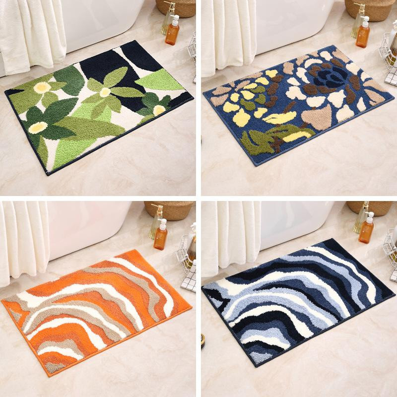 Yiran Furniture Anti-Rutsch-Badezimmermatte mit Moosbeflockung, gestreift, Schwarz-Grau, B/T: 60 x 40 cm - Bild 3