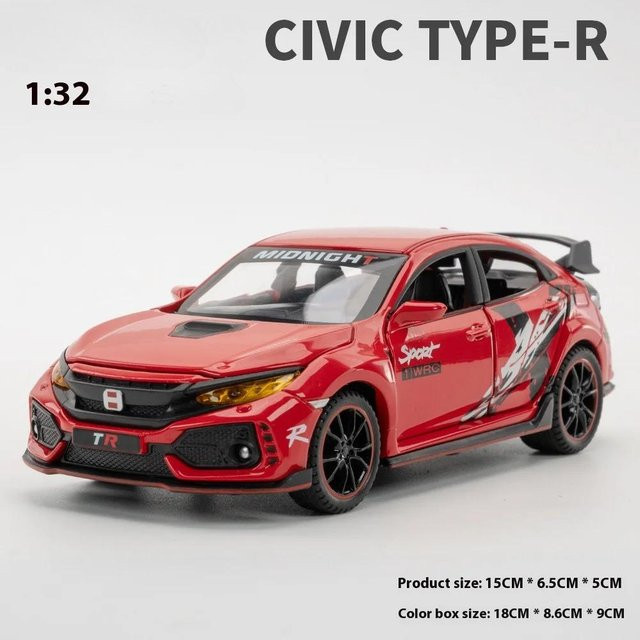 Linyi toy car Civic Type-R Super Modifiziert Sportwagen, Modellauto, Metall, 1:32, ab 14 Jahren - Bild 1