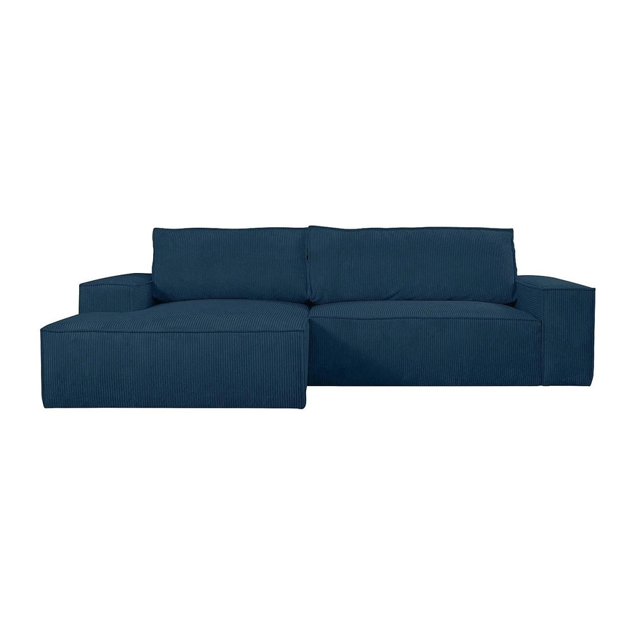 Vente-unique Schlafsofa Amelia in Blau mit Cord-Bezug und L-Form - Bild 2
