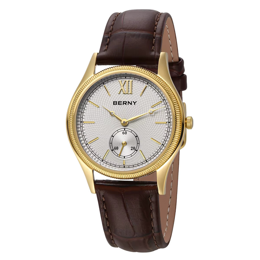 BERNY Armbanduhr, Quarz, Gold, Lederarmband, Herren - Bild 2