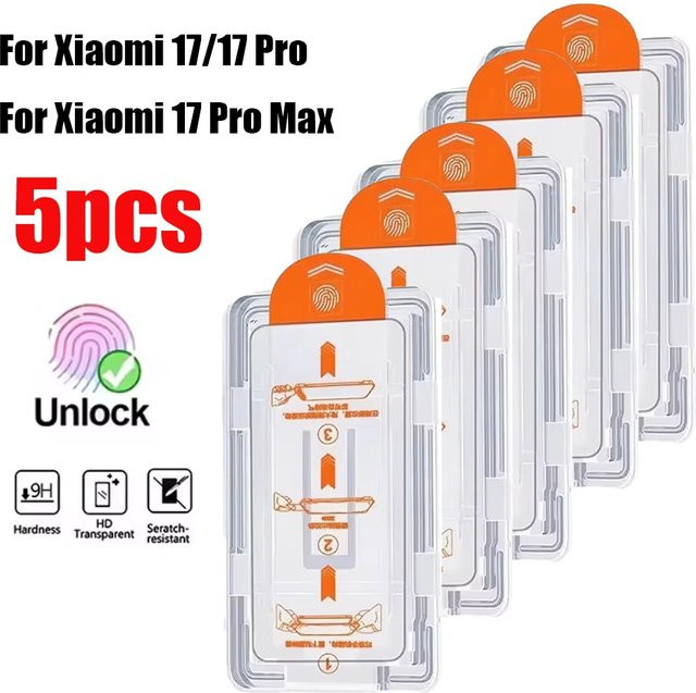 Xiaomi Displayschutzfolie aus gehärtetem Glas für Xiaomi 17 Pro Max und Mi17 Pro, transparent, kompatibel mit Fingerabdruck-Entsperrung - Bild 1