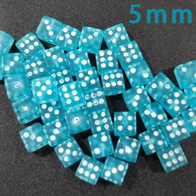 Binchi Outdoor Product Mini Acryl Würfel, 50 Stück, blau, D6, 5mm - Bild 1