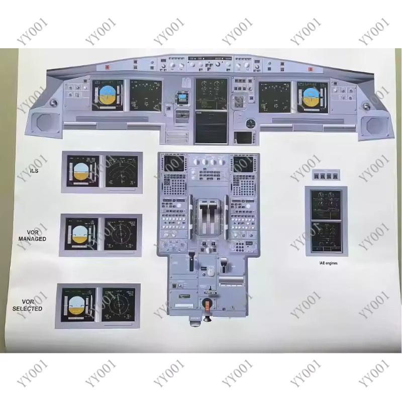 A320 Simulator Cockpit-Karten-Trainingswanddiagramm für dein Flugtraining, Mehrfarbig, Breite: 91 cm, Höhe: 63,6 cm - Bild 2