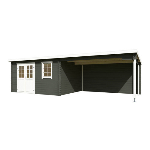 Lasita Gartenhaus Maja Reno Flachdach in Grüngrau, B/H/T: 780 x 211 x 313,9 cm - Bild 3
