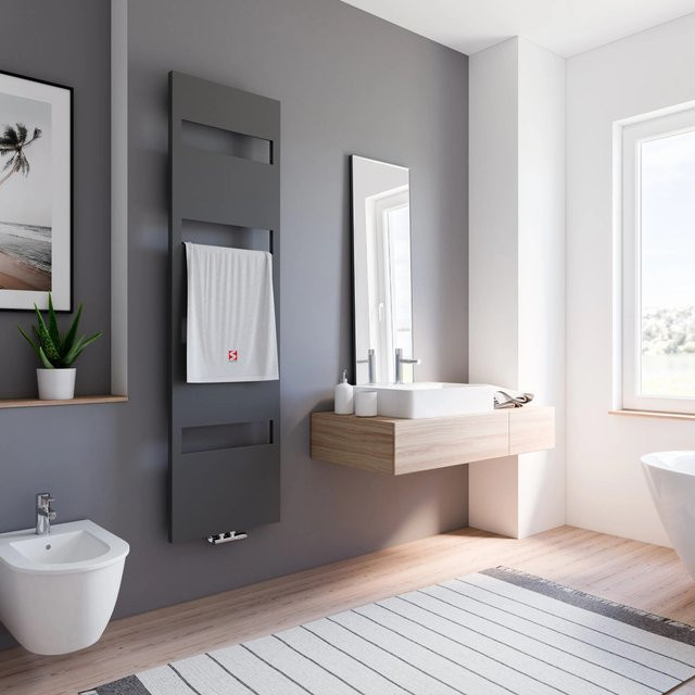 Schulte Design-Heizkörper Turin mit Mittenanschluss in Anthrazit, Höhe: 170,3 cm, Breite: 50,5 cm - Bild 1