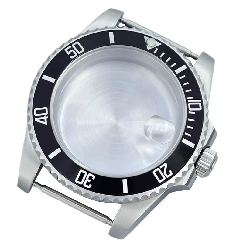 Taucheruhrengehäuse Edelstahl, weiße Keramiklünette, Saphirglas, 40 mm, Silber, Unisex - Bild 2