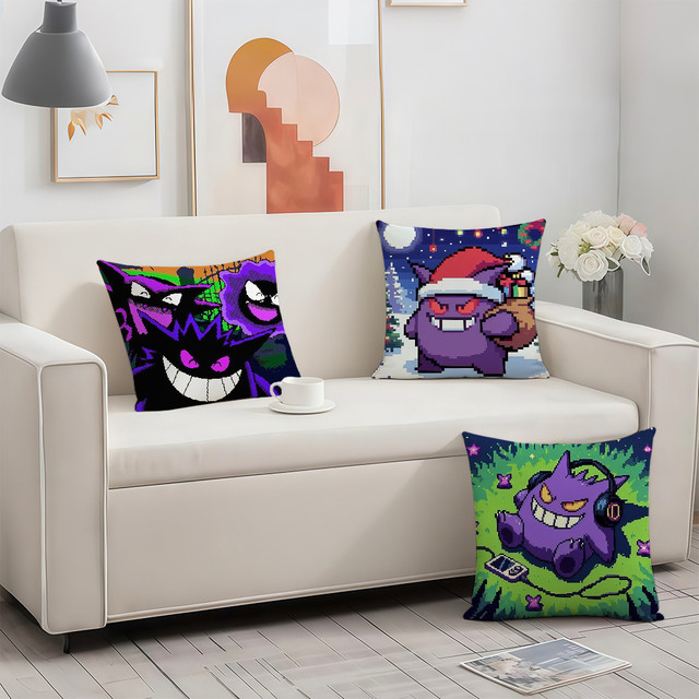 Potdemiel Gengar Kissenbezug mit Reißverschluss, doppelseitig bedruckt, Multicolour, Breite: 30 cm, Höhe: 30 cm, Tiefe: 30 cm - Bild 1