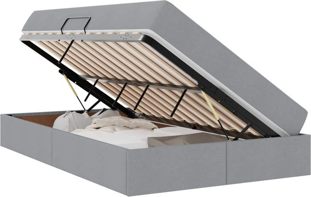 vidaXL Stauraumbett mit Matratze in Hellgrau und Schwarz, B/T/H: 120 x 200 x 43,5 cm - Bild 1